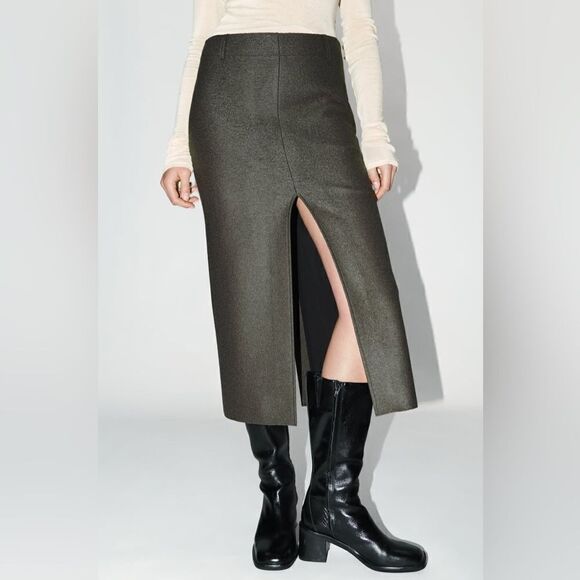 ZARA SLIT 100% WOOL SKIRT ZW COLLECTION - Picture 13 of 13